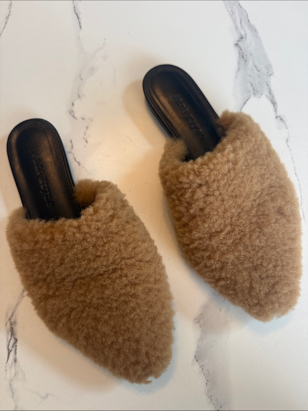 Jenni Kayne Camel Faux Shearling Slip-On Mules